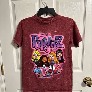 Bratz vintage style Junior t-shirt M Distressed Maroon NWT